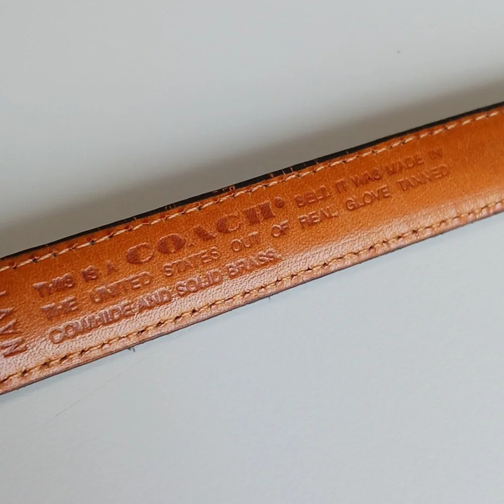 Coach Black and Tan Leather Belt with Gold Buckle - Picture 4 of 12